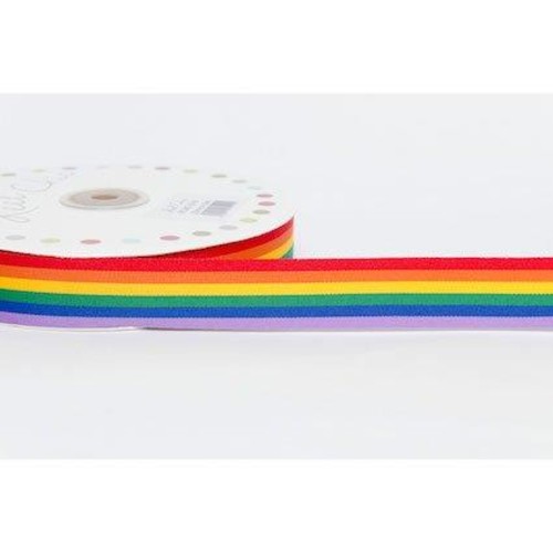 BLUE FAILLE RIBBON REEL CHIC 25mm RAINBOW OR TRI COLOR RED WHITE